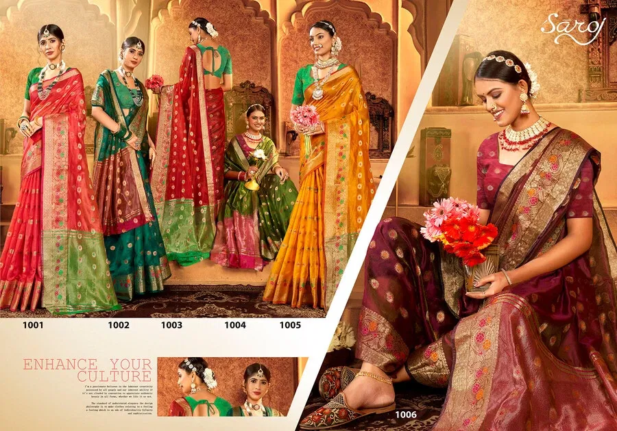 Surya Kiran Vol 6 By Saroj Designer Soft Organza Silk Sarees Wholesale Market In Surat
